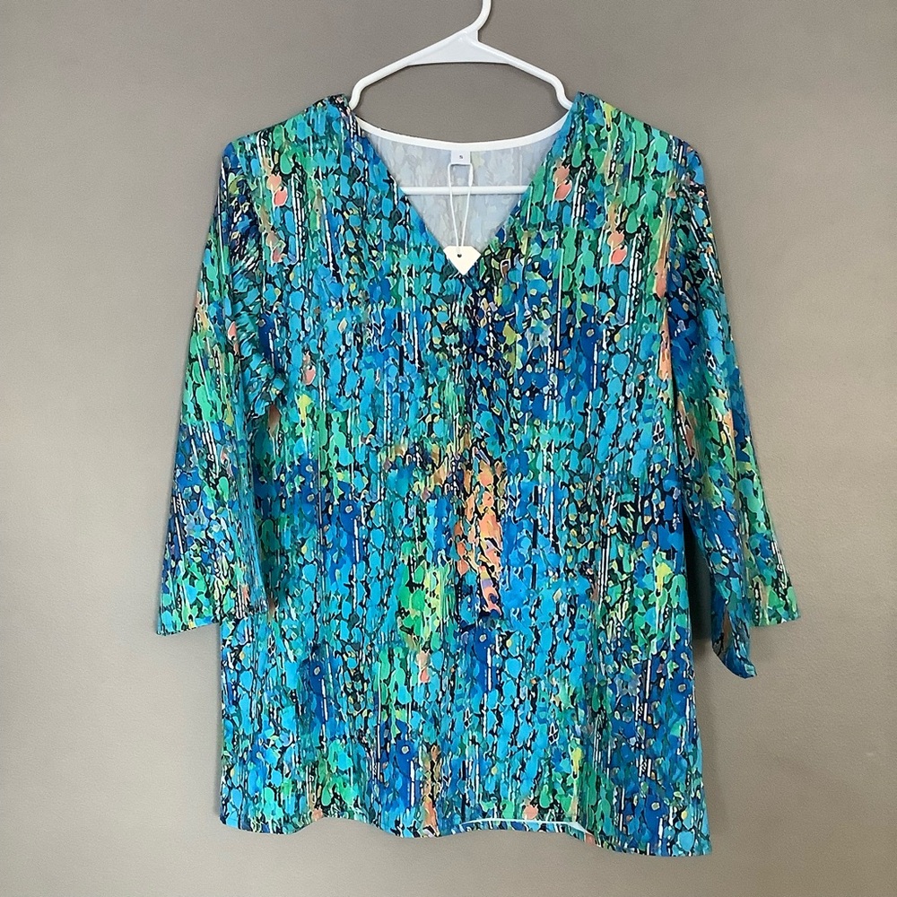 Blue Multicolor Design Top - Picture 2 of 7